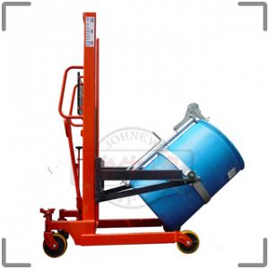 強牛牌紅色油桶傾倒機及卸料機