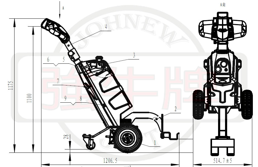 強牛牌協牛企業JPLP2全電動整合式驅動模組拖車頭規格尺寸圖