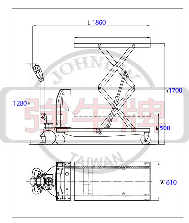 強牛牌 TFDCR 規格尺寸圖 側視圖 上視圖 001